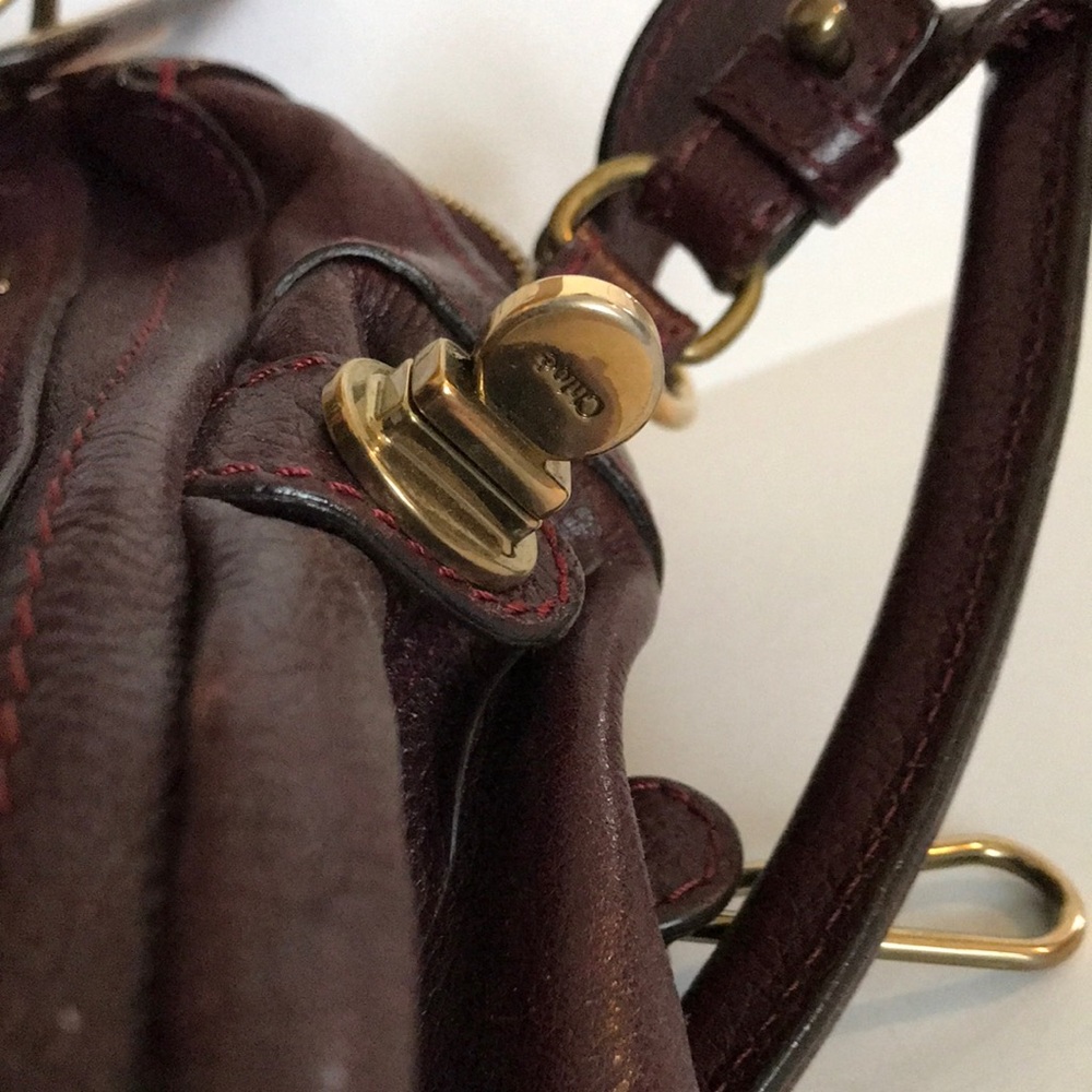 Vintage Chloe Paraty Plum Leather Gold Brass Hardware - Picture 6 of 9